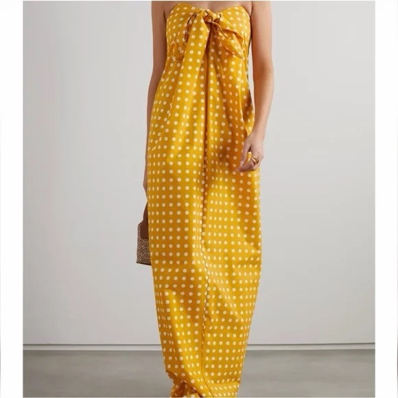 Caroline Constas Strapless Yellow Polka Dot Dress - Picture 2 of 7